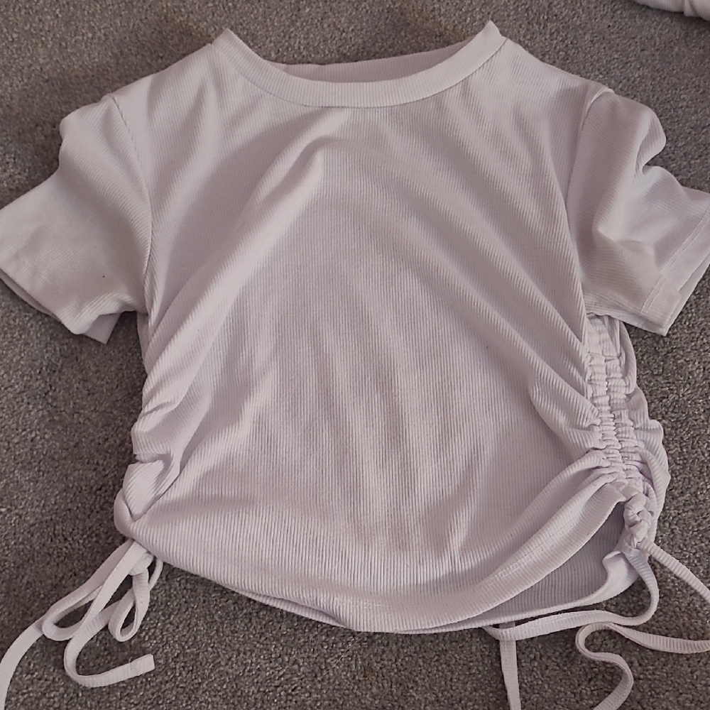 White Ruched Side T-Shirt